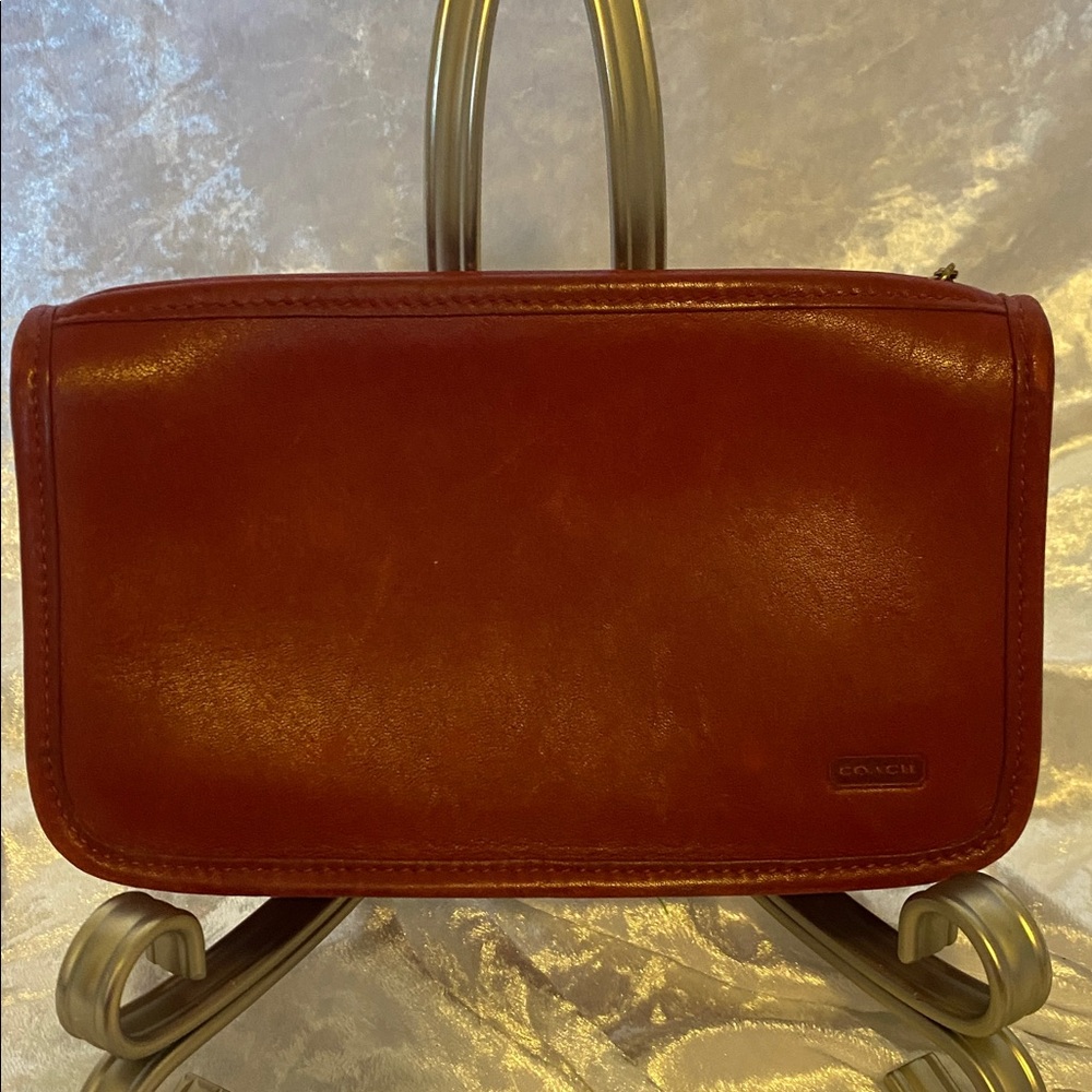 Vintage Coach skinny makeup case/pouch. Dark red in color. - Picture 2 of 9
